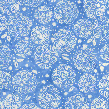 Winter's Grace Batiks 122607520 Powder Blue Swirled Circles by Jerry Khiev for Island Batik