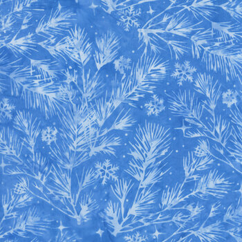 Winter's Grace Batiks 122612545 Bluebird Pine Sprigs by Jerry Khiev for Island Batik