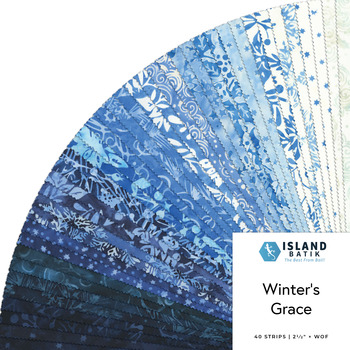 Winter's Grace Batiks  2.5" Strip Pack Jerry Khiev for Island Batik
