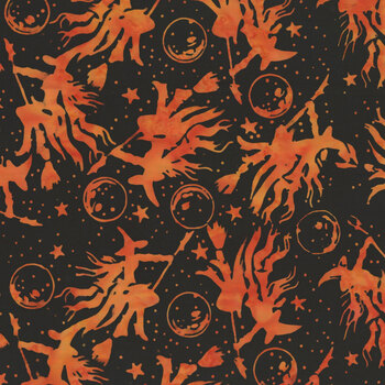Spellbound Batiks 122682702 Black Witches Moons Stars by Jerry Khiev for Island Batik