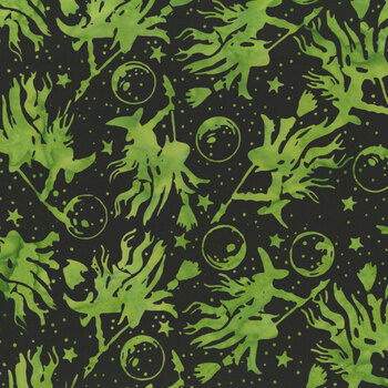 Spellbound Batiks 122682706 Black Witches Moons Stars by Jerry Khiev for Island Batik