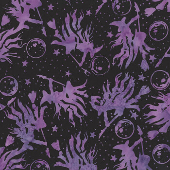 Spellbound Batiks 122682795 Black Witches Moons Stars by Jerry Khiev for Island Batik