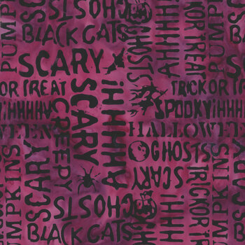 Spellbound Batiks 122685175 Rosewood Halloween Words by Jerry Khiev for Island Batik