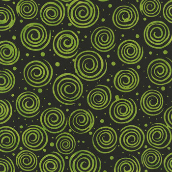 Spellbound Batiks 122688706 Black Spiral Dots by Jerry Khiev for Island Batik