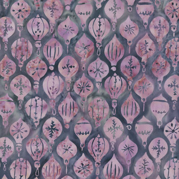 Midnight Snowfall Batiks 122601415 Violet Ornaments by Jerry Khiev for Island Batik