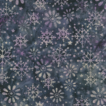 Midnight Snowfall Batiks 122604513 Shark Snowflakes by Jerry Khiev for Island Batik