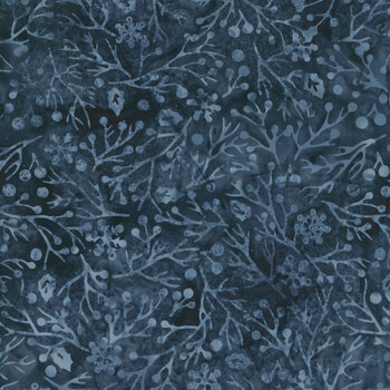 Midnight Snowfall Batiks 122610580 Ocean Sprigs by Jerry Khiev for Island Batik