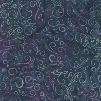 Midnight Snowfall Batiks 122617475 Eggplant Lights and Swirls by Jerry Khiev for Island Batik