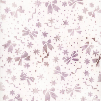 Midnight Snowfall Batiks 122618701 White Bows and Snowflakes by Jerry Khiev for Island Batik