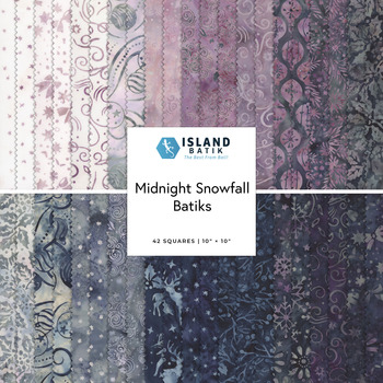 Midnight Snowfall Batiks  10" Stack Jerry Khiev for Island Batik