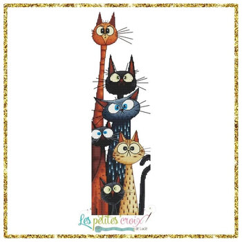 Cats Family Cross Stitch Pattern by Les Petites Croix de Lucie