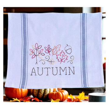Autumn Embroidery Dish Towel Kit