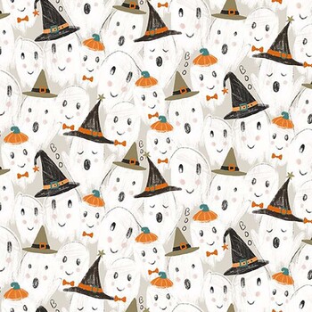 Spooky Kitty BOO-CD4980 DOVE Packed Ghost by Timeless Treasures Fabrics