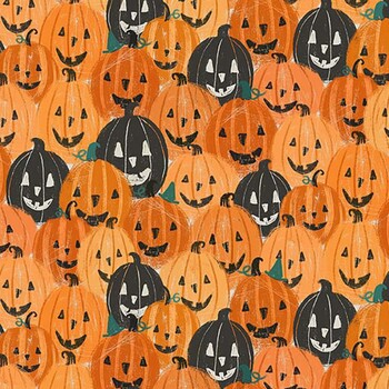 Spooky Kitty BOO-CD4982 ORANGE Jack-O-Lantern by Timeless Treasures Fabrics