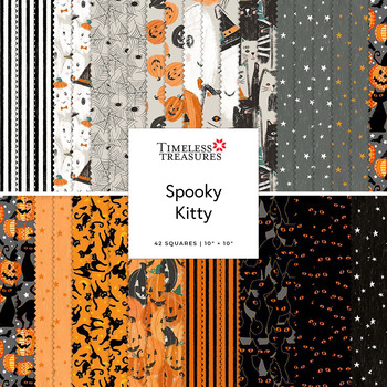Spooky Kitty  10" Squares by Timeless Treasures Fabrics