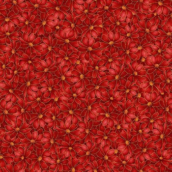 Golden Harvest HARVEST-CM4797 RED Packed Floral by Chong-A Hwang for Timeless Treasures Fabrics