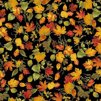 Golden Harvest HARVEST-CM4800 AUTUMN Fall Leaves Vines by Chong-A Hwang for Timeless Treasures Fabrics