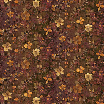 Harvest Whisper HARVEST-CD4838 BROWN Packed Wild Floral by Timeless Treasures Fabrics
