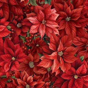 Holiday Wishes HOLIDAY-CD4764 RED Packed Poinsettias by Timeless Treasures Fabrics