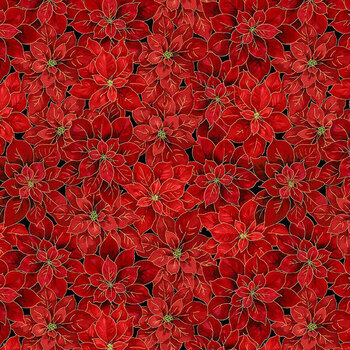 Holiday Splendor HOLIDAY-CM4863 RED Packed Poinsettias by Timeless Treasures Fabrics