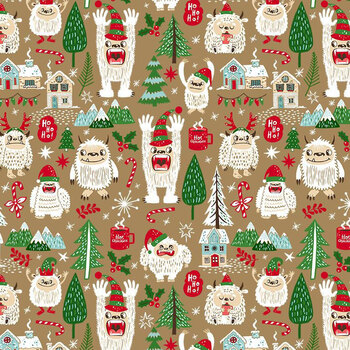 Yeti for Christmas HOLIDAY-CD4844 BROWN Yeti Town Holiday by Timeless Treasures Fabrics