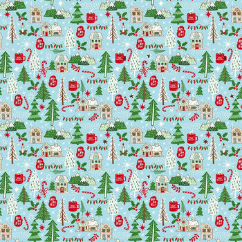 Yeti for Christmas HOLIDAY-CD4846 BLUE Holiday Town Scenic by Timeless Treasures Fabrics