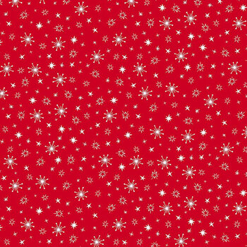 Yeti for Christmas HOLIDAY-CD4849 RED Snowflakes & Stars by Timeless Treasures Fabrics