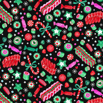 Yeti for Christmas HOLIDAY-CD4926 BLACK Holiday Candy Mix by Timeless Treasures Fabrics