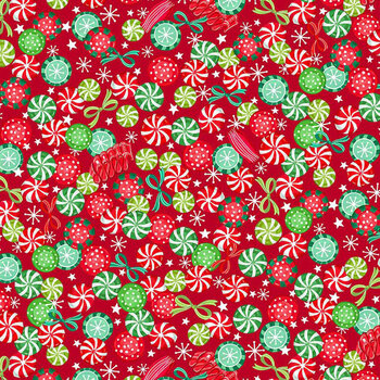 Yeti for Christmas HOLIDAY-CD4927 RED Old Fashion Holiday Candy by Timeless Treasures Fabrics