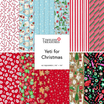 Yeti for Christmas  10" Squares by Timeless Treasures Fabrics