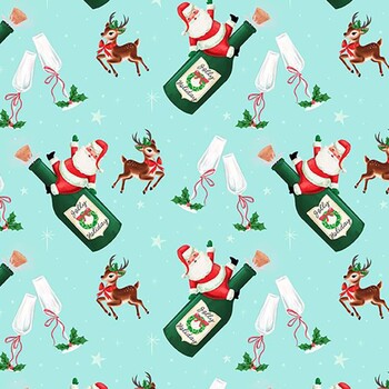 Jolly Holiday AT-CD4887 BLUE Santa Jolly Holiday by Alice & Tilly for Timeless Treasures Fabrics