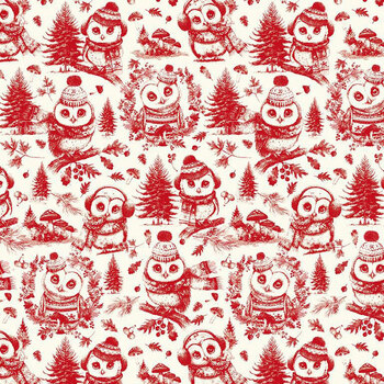 Holiday Hoot HOLIDAY-CD4823 RED Holiday Owl Toile by Timeless Treasures Fabrics