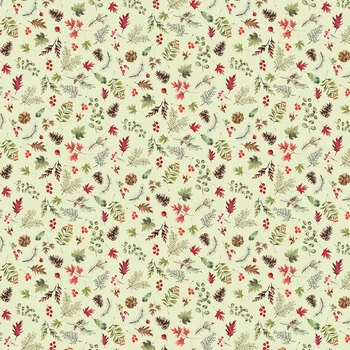 Holiday Hoot HOLIDAY-CD4824 MINT Fall Leaves by Timeless Treasures Fabrics