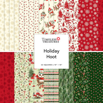 Holiday Hoot  10" Squares by Timeless Treasures Fabrics