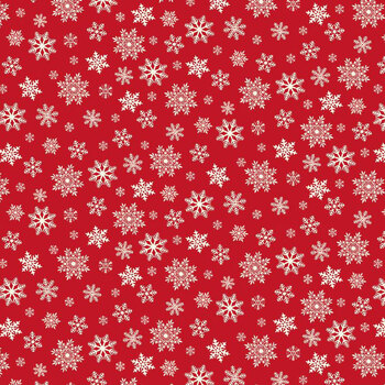 Holiday Hoot HOLIDAY-CD4827 RED Snowflakes by Timeless Treasures Fabrics