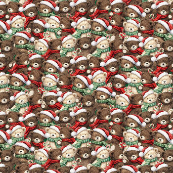Christmas Wishes HOLIDAY-CD4996 MULTI Packed Teddy Bear by Timeless Treasures Fabrics