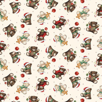 Christmas Wishes HOLIDAY-CD4997 CREAM Teddy Bear Christmas by Timeless Treasures Fabrics
