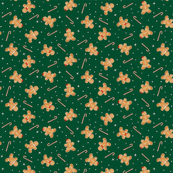 Christmas Wishes HOLIDAY-CD4998 GREEN Gingerbread Cookies by Timeless Treasures Fabrics