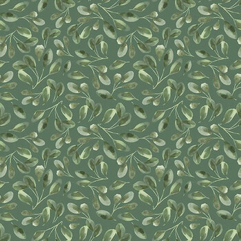 Amber Blossoms 32817-777 Leaf Toss Dark Sage by Leslie Trimbach for Wilmington Prints