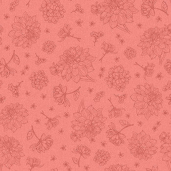 Amber Blossoms 32818-333 Toile Coral by Leslie Trimbach for Wilmington Prints
