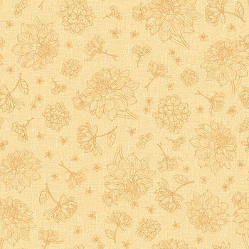 Amber Blossoms 32818-555 Toile Gold by Leslie Trimbach for Wilmington Prints