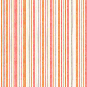 Amber Blossoms 32819-238 Stripes Cream/Coral by Leslie Trimbach for Wilmington Prints