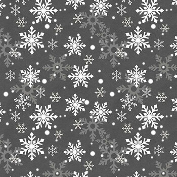 Cardinal Tidings 33964-919 Snowflakes Charcoal by Nancy Mink for Wilmington Prints