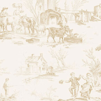 Chateau Bleu 108" Wide 6967-222 Toile Cream by Kaye England for Wilmington Prints