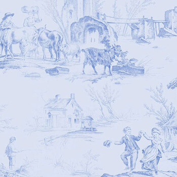 Chateau Bleu 108" Wide 6967-444 Toile Light Blue by Kaye England for Wilmington Prints