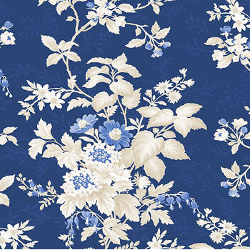 Chateau Bleu 98776-424 Medium Floral Blue by Kaye England for Wilmington Prints