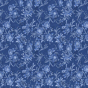 Chateau Bleu 98778-444 Whispy Floral Blue by Kaye England for Wilmington Prints