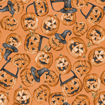 Happy Haunts 32824-889 Pumpkin Toss Orange by Leslie Trimbach for Wilmington Prints
