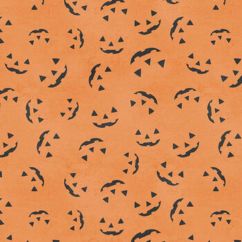 Happy Haunts 32826-889 Faces All Over Orange by Leslie Trimbach for Wilmington Prints