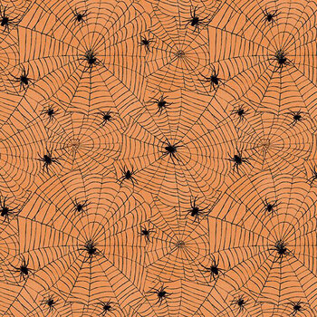 Happy Haunts 32827-889 Spider Webs Orange by Leslie Trimbach for Wilmington Prints